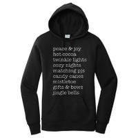 Peace & Joy Hot Cocoa Twinkle Lights Cozy Nights Women's Pullover Hoodie