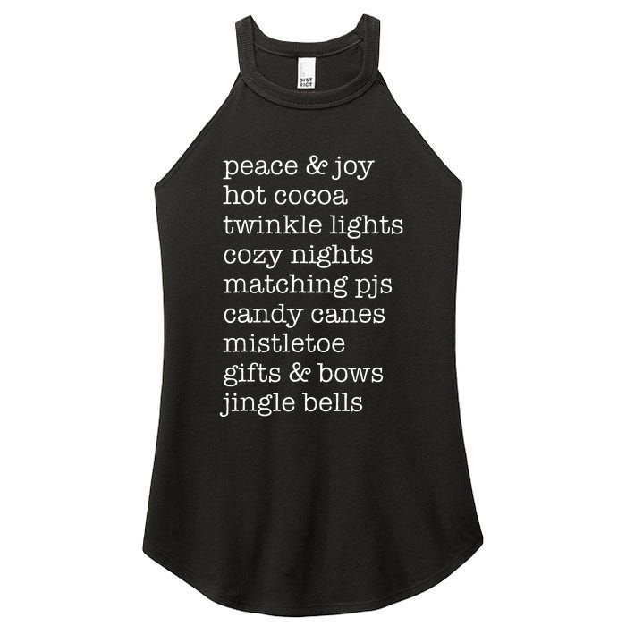 Peace & Joy Hot Cocoa Twinkle Lights Cozy Nights Women's Perfect Tri Rocker Tank