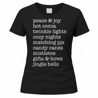 Peace & Joy Hot Cocoa Twinkle Lights Cozy Nights Women's T-Shirt