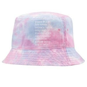 Peace & Joy Hot Cocoa Twinkle Lights Cozy Nights Tie-Dyed Bucket Hat