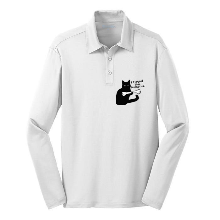 Pun Joke I Found This Humerus Humorous Cat Lover Silk Touch Performance Long Sleeve Polo