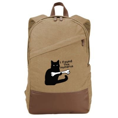 Pun Joke I Found This Humerus Humorous Cat Lover Cotton Canvas Backpack