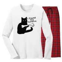 Pun Joke I Found This Humerus Humorous Cat Lover Women's Long Sleeve Flannel Pajama Set 