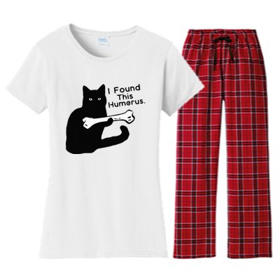 Pun Joke I Found This Humerus Humorous Cat Lover Women's Flannel Pajama Set