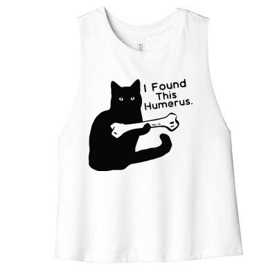 Pun Joke I Found This Humerus Humorous Cat Lover Women's Racerback Cropped Tank