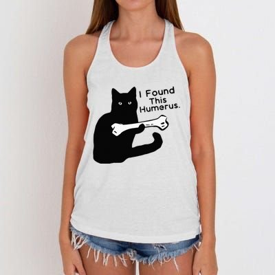 Pun Joke I Found This Humerus Humorous Cat Lover Women's Knotted Racerback Tank