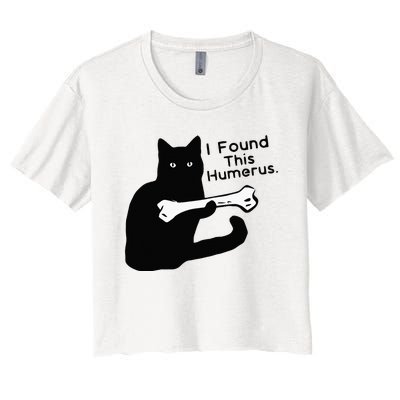 Pun Joke I Found This Humerus Humorous Cat Lover Women's Crop Top Tee