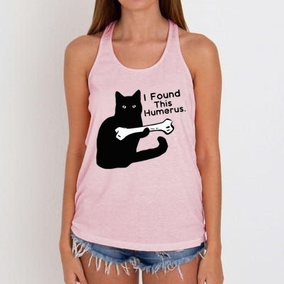 Pun Joke I Found This Humerus Humorous Cat Lover Women's Knotted Racerback Tank