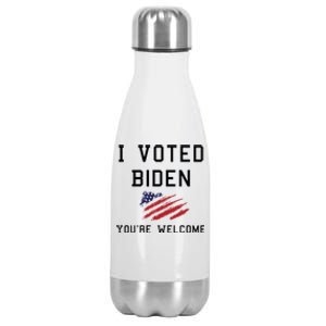 Pro Joe I Voted For Biden You're Welcome Patriotic Flag Great Gift Stainless Steel Insulated Water Bottle