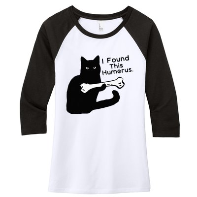 Pun Joke I Found This Humerus Humorous Cat Lover Halloween Women's Tri-Blend 3/4-Sleeve Raglan Shirt