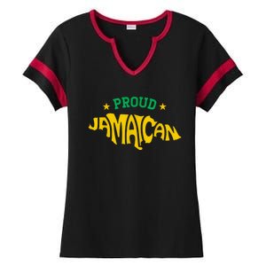 Proud Jamaican Jamaica Flag Map Souvenir Jamaican Ladies Halftime Notch Neck Tee