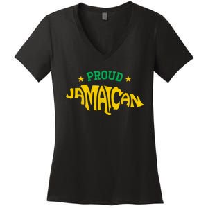 Proud Jamaican Jamaica Flag Map Souvenir Jamaican Women's V-Neck T-Shirt