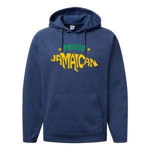 Proud Jamaican Jamaica Flag Map Souvenir Jamaican Performance Fleece Hoodie