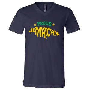 Proud Jamaican Jamaica Flag Map Souvenir Jamaican V-Neck T-Shirt