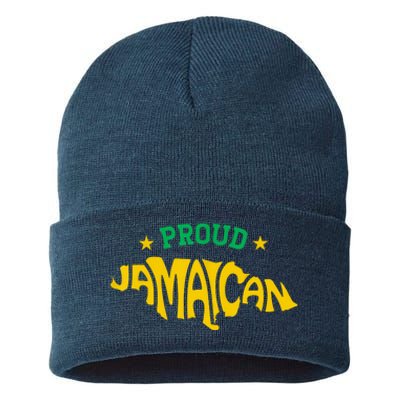 Proud Jamaican Jamaica Flag Map Souvenir Jamaican Sustainable Knit Beanie