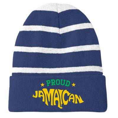 Proud Jamaican Jamaica Flag Map Souvenir Jamaican Striped Beanie with Solid Band