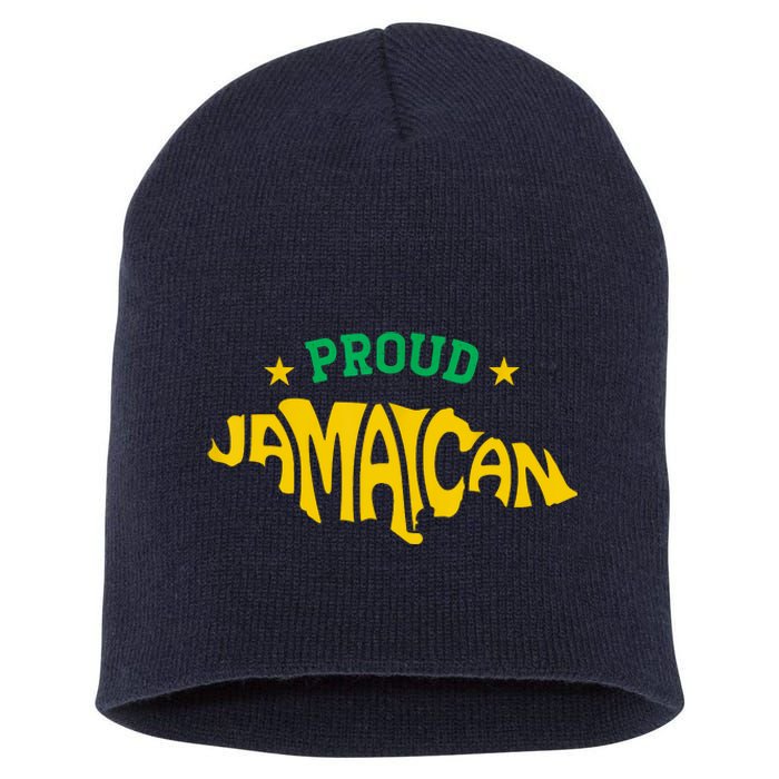 Proud Jamaican Jamaica Flag Map Souvenir Jamaican Short Acrylic Beanie