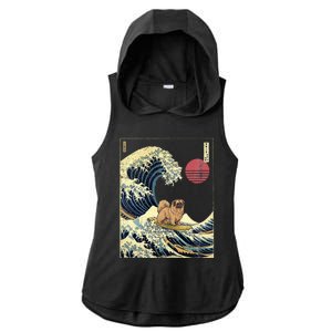 Pekingese Japanese Kanagawa Wave Funny Surf Dog Ladies PosiCharge Tri-Blend Wicking Draft Hoodie Tank