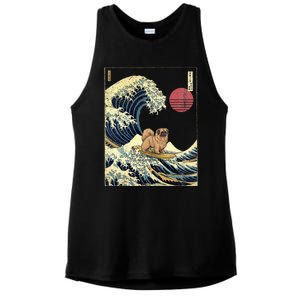 Pekingese Japanese Kanagawa Wave Funny Surf Dog Ladies PosiCharge Tri-Blend Wicking Tank