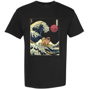 Pekingese Japanese Kanagawa Wave Funny Surf Dog Garment-Dyed Heavyweight T-Shirt