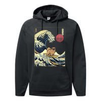 Pekingese Japanese Kanagawa Wave Funny Surf Dog Performance Fleece Hoodie