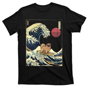 Pekingese Japanese Kanagawa Wave Funny Surf Dog T-Shirt