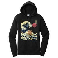 Pekingese Japanese Kanagawa Wave Funny Surf Dog Women's Pullover Hoodie