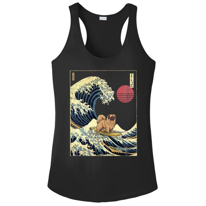 Pekingese Japanese Kanagawa Wave Funny Surf Dog Ladies PosiCharge Competitor Racerback Tank