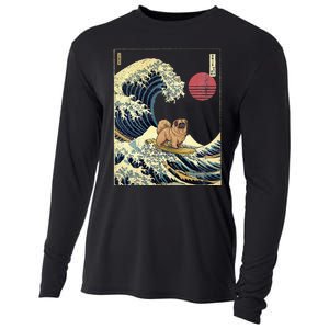 Pekingese Japanese Kanagawa Wave Funny Surf Dog Cooling Performance Long Sleeve Crew