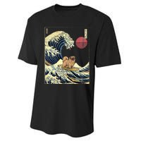 Pekingese Japanese Kanagawa Wave Funny Surf Dog Performance Sprint T-Shirt