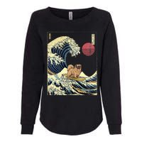 Pekingese Japanese Kanagawa Wave Funny Surf Dog Womens California Wash Sweatshirt