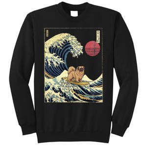 Pekingese Japanese Kanagawa Wave Funny Surf Dog Tall Sweatshirt