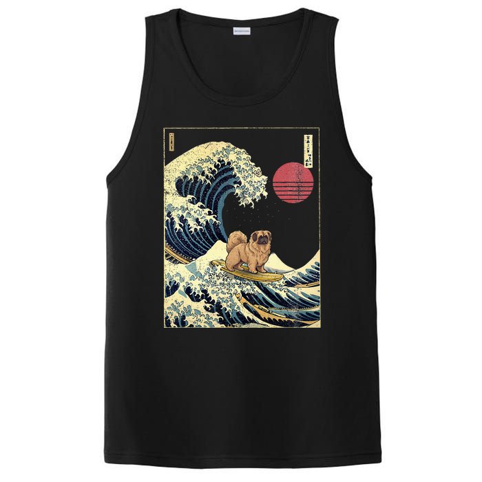 Pekingese Japanese Kanagawa Wave Funny Surf Dog PosiCharge Competitor Tank