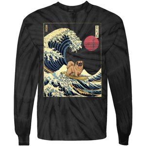 Pekingese Japanese Kanagawa Wave Funny Surf Dog Tie-Dye Long Sleeve Shirt