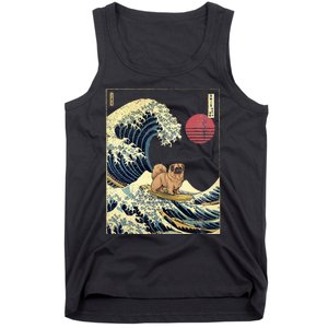 Pekingese Japanese Kanagawa Wave Funny Surf Dog Tank Top