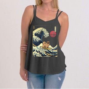 Pekingese Japanese Kanagawa Wave Funny Surf Dog Women's Strappy Tank