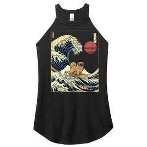 Pekingese Japanese Kanagawa Wave Funny Surf Dog Women's Perfect Tri Rocker Tank