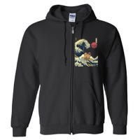 Pekingese Japanese Kanagawa Wave Funny Surf Dog Full Zip Hoodie