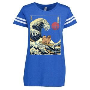 Pekingese Japanese Kanagawa Wave Funny Surf Dog Enza Ladies Jersey Football T-Shirt