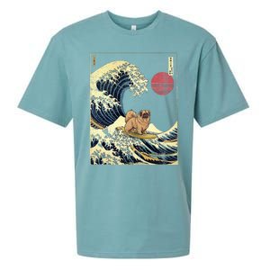 Pekingese Japanese Kanagawa Wave Funny Surf Dog Sueded Cloud Jersey T-Shirt