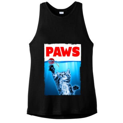 Paws Jaws Kitten Ball String For Men For Women Feline Lovers Ladies PosiCharge Tri-Blend Wicking Tank