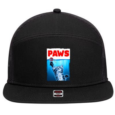 Paws Jaws Kitten Ball String For Men For Women Feline Lovers 7 Panel Mesh Trucker Snapback Hat