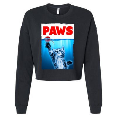 Paws Jaws Kitten Ball String For Men For Women Feline Lovers Cropped Pullover Crew