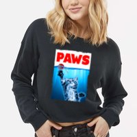 Paws Jaws Kitten Ball String For Men For Women Feline Lovers Cropped Pullover Crew