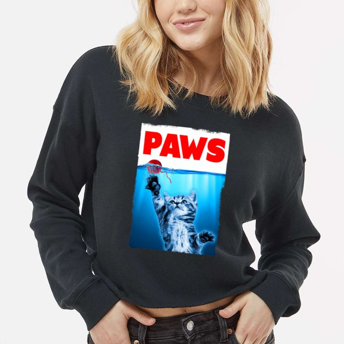 Paws Jaws Kitten Ball String For Men For Women Feline Lovers Cropped Pullover Crew