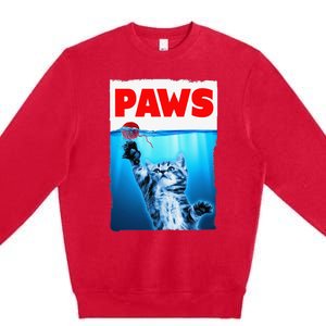 Paws Jaws Kitten Ball String For  Feline Lovers Premium Crewneck Sweatshirt