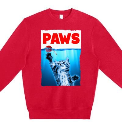 Paws Jaws Kitten Ball String For Men For Women Feline Lovers Premium Crewneck Sweatshirt