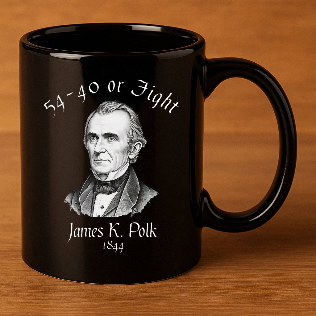 President James K Polk 1844 Campaign Slogan 11oz C Handle Ceramic Mug