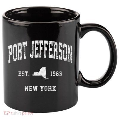Port Jefferson New York Ny Vintage Athletic Sports Design 11oz C Handle Ceramic Mug