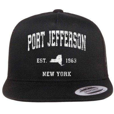 Port Jefferson New York Ny Vintage Athletic Sports Design Flatbill Hat